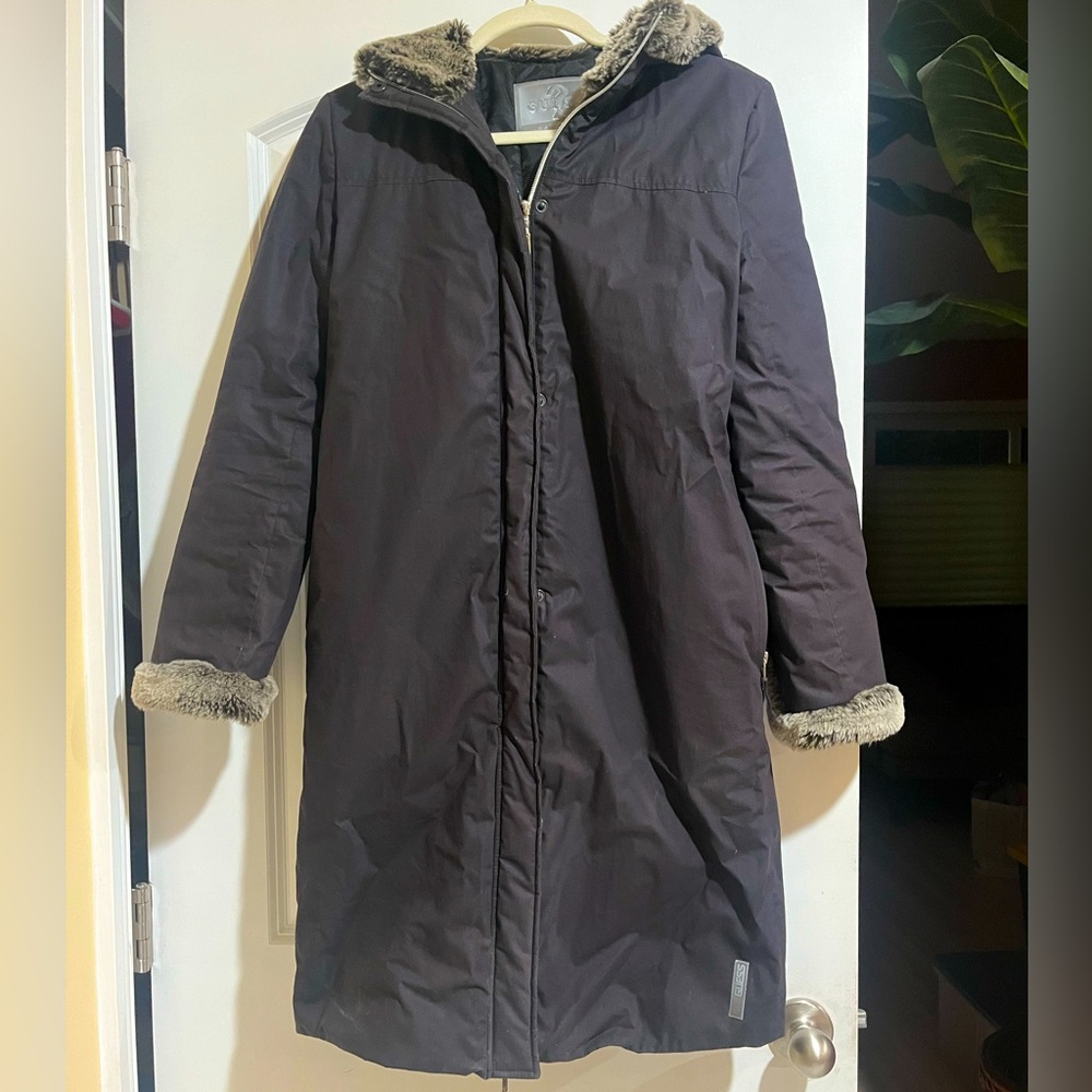 Guess Black Coat with Logo Detail